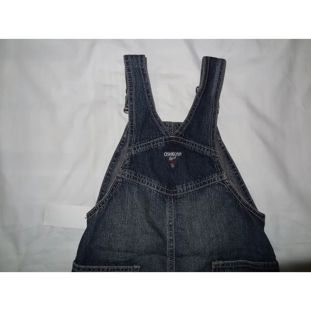 Boys OshKosh One-Piece Brooklyn overall conductor Bib Blue Jeans 18M - Picture 5 of 9